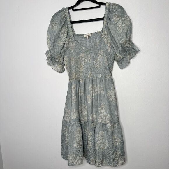 Madewell Moody Blooms 100% Silk Dress Size M Light Blue Floral - Picture 2 of 6